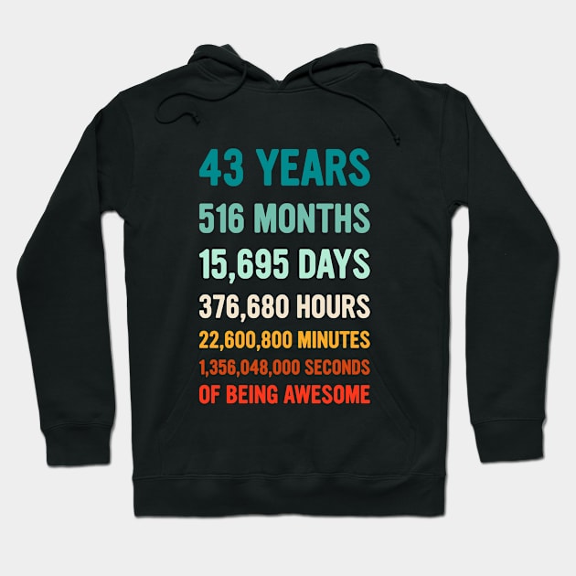 43rd Birthday Countdown Of Being Awesome - Happy Birthday Funny Gift Hoodie by dznbx